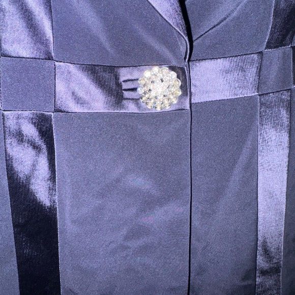 Sioni Navy Blue Designer Rhinestone Button Luxury Glamorous Blazer, Jacket, Sz 8 - Picture 6 of 12